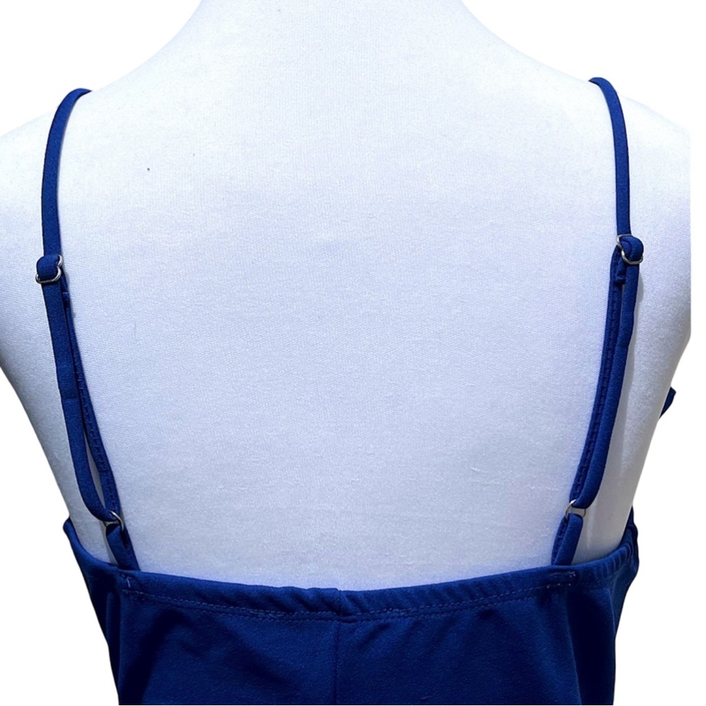 Lulu’s  Asymmetrical Ruffle V-neckline Bodycon Dress Stretch Size S Cobalt Blue - Picture 5 of 7